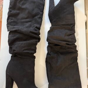 JustFab Black Over the Knee Boots